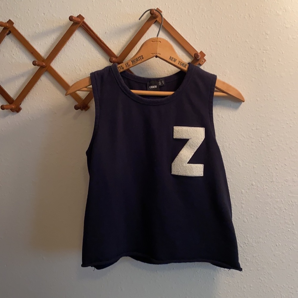 Midnight blue Z letterman cropped tank top